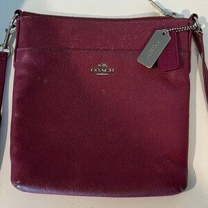 Coach Crossbody Bag, Coach Messenger Crossbody Bag with Zipper, Wine/Burgundy